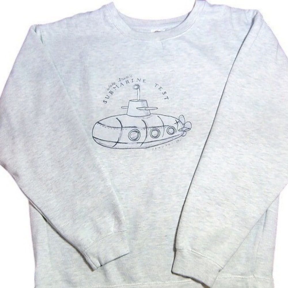 vtg Delta Fleece Submarine Test Graphic Sweatshirt  L Light Grey Pullover retro